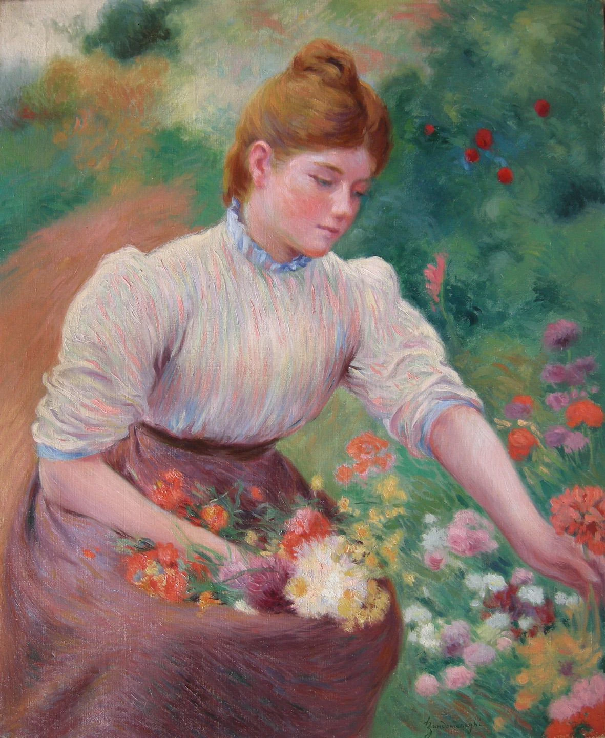 Ragazza che coglie fiori